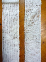 Front and back face of the pile fabric